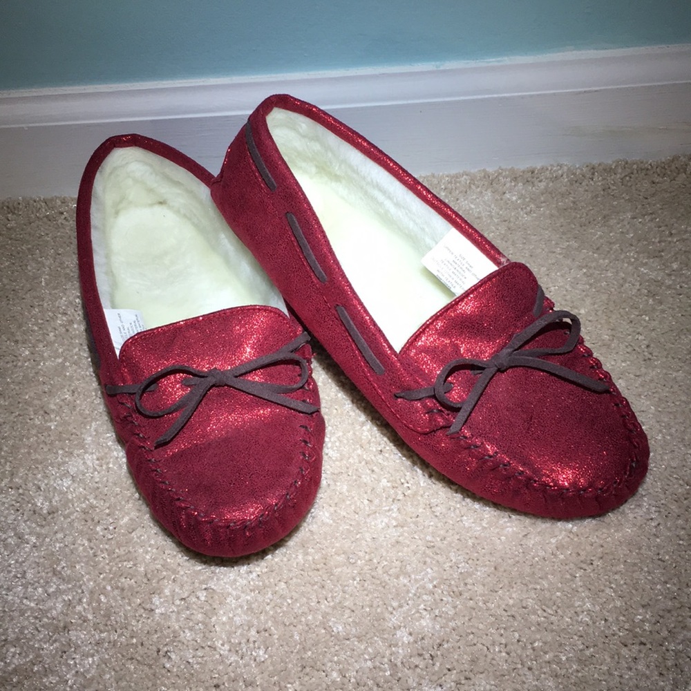 Red moccasins slippers